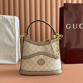 Kitlife Gucci Beige GG Supreme Retro Interlocking G Hobo Bag White 696011 24.5x20x8cm 