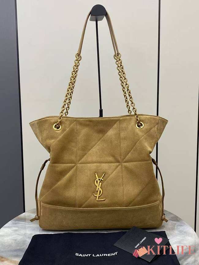Kitlife Saint Laurent Jamie Shopping Light Brown Suede Tote Bag 809824 34×27×3cm - 1