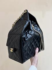 Kitlife Chanel 25C Drawstring Bucket Hobo Bag Black Crinkled Glossy Calfskin AS5311 40x30x15cm - 4