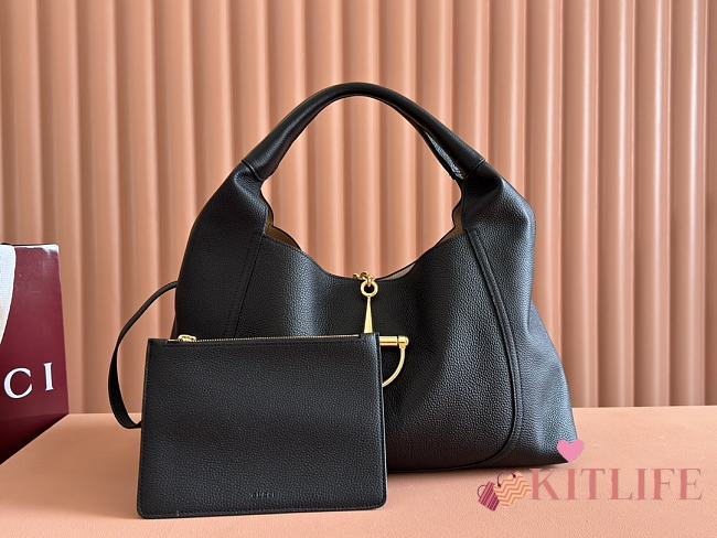 Kitlife Gucci Softbit Maxi Shoulder Bag Black Leather 837466 46x26x16cm - 1
