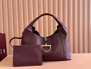 Kitlife Gucci Softbit Maxi Shoulder Bag Burgundy Leather 837466 46x26x16cm