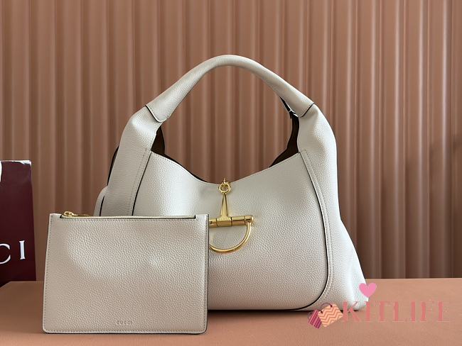 Kitlife Gucci Softbit Maxi Shoulder Bag White Leather 837466 46x26x16cm - 1