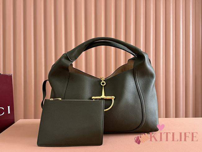 Kitlife Gucci Softbit Maxi Shoulder Bag Forest Green Leather 837466 46x26x16cm  - 1