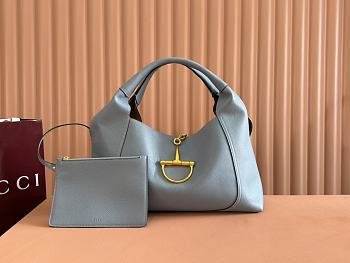 Kitlife Gucci Softbit Maxi Shoulder Bag Dusty Blue Leather 837466 46x26x16cm