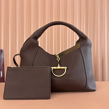 Kitlife Gucci Softbit Maxi Shoulder Bag Dark Brown Leather 837466 46x26x16cm