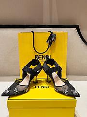Kitlife Fendi Colibri Embellished Slingback Pumps Black 85mm - 5
