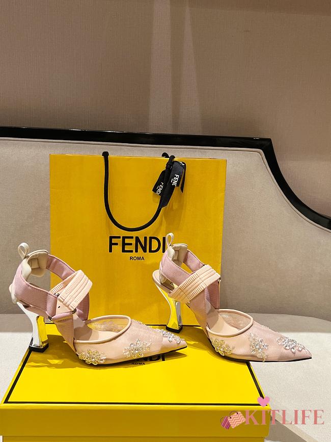 Kitlife Fendi Colibri Embellished Slingback Pumps Beige 85mm  - 1