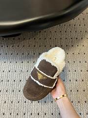 Kitlife Prada Suede and Shearling Slippers Dark Brown - 4