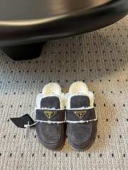 Kitlife Prada Suede and Shearling Slippers Grey - 1