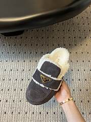 Kitlife Prada Suede and Shearling Slippers Grey - 6
