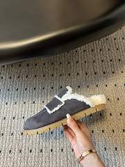 Kitlife Prada Suede and Shearling Slippers Grey - 3