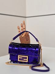 Kitlife Fendi Mini Bag Embroidered With Purple Sequins 8601s 19x5x11cm - 1