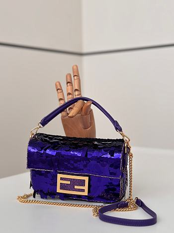 Kitlife Fendi Mini Bag Embroidered With Purple Sequins 8601s 19x5x11cm