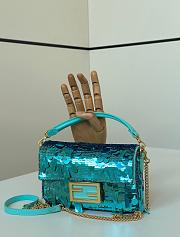 Kitlife Fendi Mini Bag Embroidered With Blue Sequins 8601s 19x5x11cm - 1