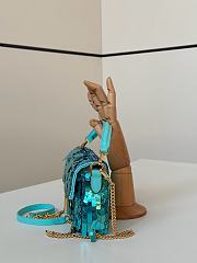 Kitlife Fendi Mini Bag Embroidered With Blue Sequins 8601s 19x5x11cm - 6