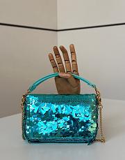 Kitlife Fendi Mini Bag Embroidered With Blue Sequins 8601s 19x5x11cm - 2