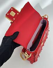 Kitlife Fendi Mini Bag Embroidered With Red Sequins 8601s 19x5x11cm - 3