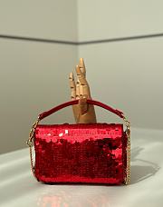 Kitlife Fendi Mini Bag Embroidered With Red Sequins 8601s 19x5x11cm - 2