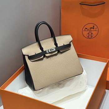 Kitlife Hermes Birkin Togo Dove Grey & Black Leather 25cm