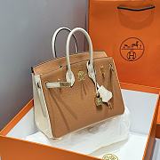 Kitlife Hermes Birkin Togo Brown & White Leather 25cm - 6