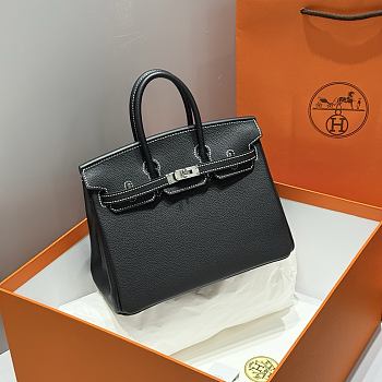 Kitlife Hermes Birkin Togo Dove Black & Amber Yellow Leather 25cm 