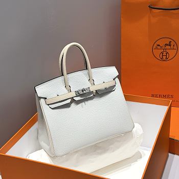 Kitlife Hermes Birkin Togo Cream, White & Grey Leather 25cm
