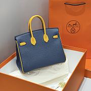 Kitlife Hermes Birkin Togo Navy Blue & Amber Yellow Leather 25cm  - 2