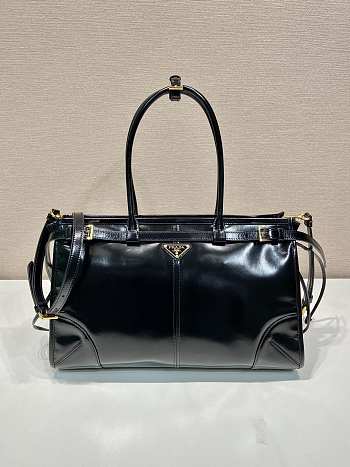 Kitlife Prada Bonnie Large Black Leather Handbag 1BA433 38x30x12cm