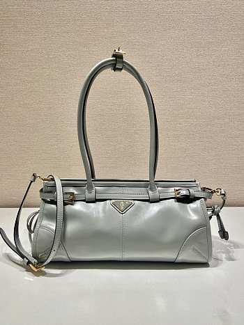 Kitlife Prada Bonnie Small Grey Leather Shoulder Bag 1BA215 26x14x12cm