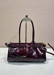Kitlife Prada Bonnie Small Burgundy Leather Shoulder Bag 1BA215 26x14x12cm - 6