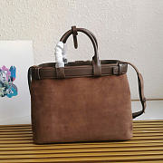Kitlife Prada Buckle Large Caramel Suede Handbag With Belt 1BA416 37.5x27.5x14cm - 5