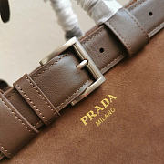 Kitlife Prada Buckle Large Caramel Suede Handbag With Belt 1BA416 37.5x27.5x14cm - 2