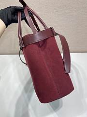 Kitlife Prada Buckle Large Burgundy Suede Handbag With Belt 1BA416 37.5x27.5x14cm - 6