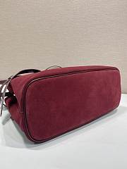 Kitlife Prada Buckle Large Burgundy Suede Handbag With Belt 1BA416 37.5x27.5x14cm - 5