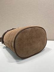 Kitlife Prada Buckle Belted Caramel Suede Bucket Bag 1BE085 26.5x29x18cm - 6