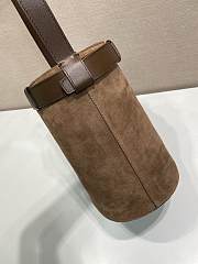 Kitlife Prada Buckle Belted Caramel Suede Bucket Bag 1BE085 26.5x29x18cm - 2