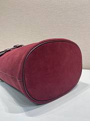 Kitlife Prada Buckle Belted Burgundy Suede Bucket Bag 1BE085 26.5x29x18cm - 6