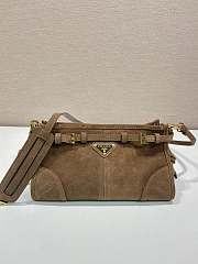 Kitlife Prada Bonnie Small Caramel Suede Bag 1BA215 26x14x12cm - 1