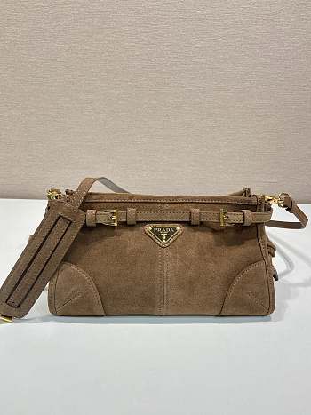 Kitlife Prada Bonnie Small Caramel Suede Bag 1BA215 26x14x12cm