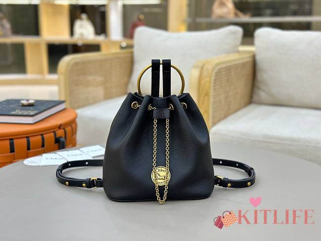 Kitlife Chloe Small Bracelet Backpack In Black Grained Leather 22x20x10.5cm - 1