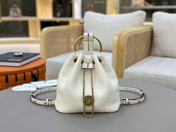 Kitlife Chloe Small Bracelet Backpack In White Grained Leather 22x20x10.5cm