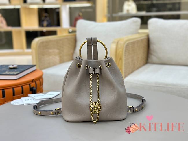 Kitlife Chloe Small Bracelet Backpack In Grey Grained Leather 22x20x10.5cm  - 1