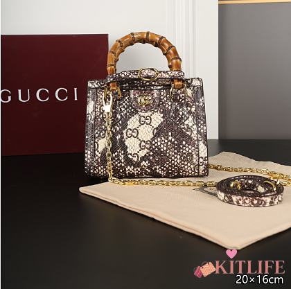 Kitlife Gucci Diana Bamboo Python Leather Tote Bag 27x20x16cm - 1