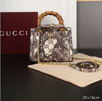 Kitlife Gucci Diana Bamboo Python Leather Tote Bag 27x20x16cm