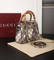 Kitlife Gucci Diana Bamboo Python Leather Tote Bag 27x20x16cm - 6