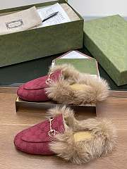 Kitlife Gucci Fur Women Princetown Slippers Red - 5