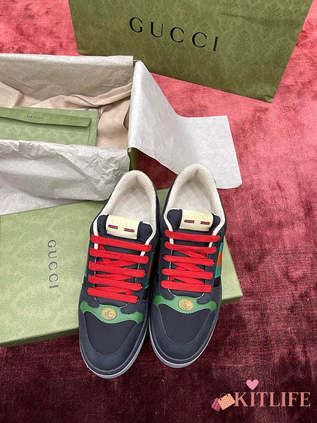 Kitlife Gucci Screener Black Green Suede Sneakers  - 1