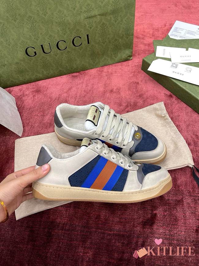 Kitlife Gucci GG Screener White Blue Sneakers  - 1