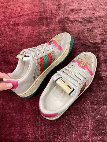 Kitlife Gucci GG Screener Distressed GG Canvas Pink Sneakers 