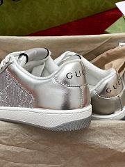 Kitlife Gucci Screener GG Metallic Leather Sneakers Silver - 6